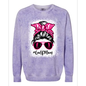 Golf Mom Leopard Messy Bun Sport Lover Mother's Day Gift Colorblast Crewneck Sweatshirt