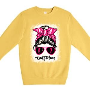 Golf Mom Leopard Messy Bun Sport Lover Mother's Day Gift Premium Crewneck Sweatshirt