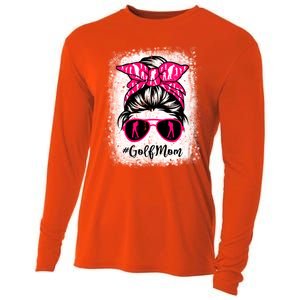 Golf Mom Leopard Messy Bun Sport Lover Mother's Day Gift Cooling Performance Long Sleeve Crew