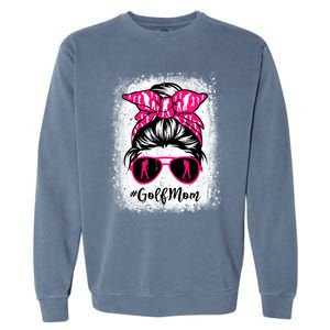 Golf Mom Leopard Messy Bun Sport Lover Mother's Day Gift Garment-Dyed Sweatshirt