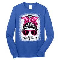 Golf Mom Leopard Messy Bun Sport Lover Mother's Day Gift Long Sleeve Shirt