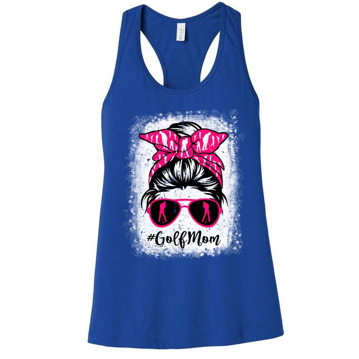 Golf Mom Leopard Messy Bun Sport Lover Mother's Day Gift Women's Racerback Tank