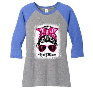 Golf Mom Leopard Messy Bun Sport Lover Mother's Day Gift Women's Tri-Blend 3/4-Sleeve Raglan Shirt