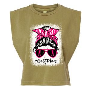 Golf Mom Leopard Messy Bun Sport Lover Mother's Day Gift Garment-Dyed Women's Muscle Tee