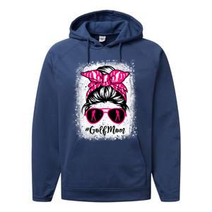 Golf Mom Leopard Messy Bun Sport Lover Mother's Day Gift Performance Fleece Hoodie