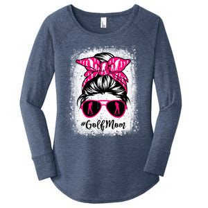 Golf Mom Leopard Messy Bun Sport Lover Mother's Day Gift Women's Perfect Tri Tunic Long Sleeve Shirt