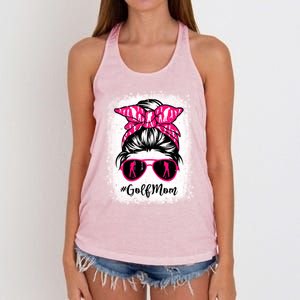 Golf Mom Leopard Messy Bun Sport Lover Mother's Day Gift Women's Knotted Racerback Tank