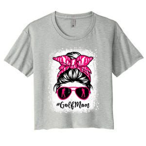 Golf Mom Leopard Messy Bun Sport Lover Mother's Day Gift Women's Crop Top Tee