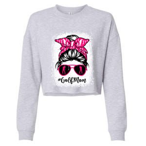 Golf Mom Leopard Messy Bun Sport Lover Mother's Day Gift Cropped Pullover Crew