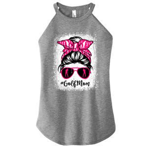 Golf Mom Leopard Messy Bun Sport Lover Mother's Day Gift Women's Perfect Tri Rocker Tank