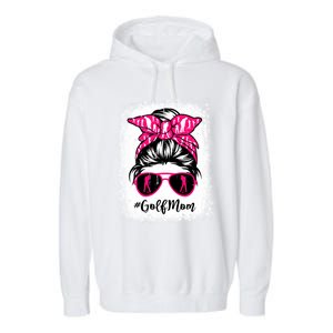 Golf Mom Leopard Messy Bun Sport Lover Mother's Day Gift Garment-Dyed Fleece Hoodie