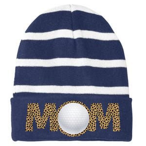 Golf Mom Leopard Mother's Day Funny Women Mommy Striped Beanie with Solid Band