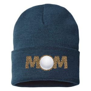 Golf Mom Leopard Mother's Day Funny Women Mommy Sustainable Knit Beanie