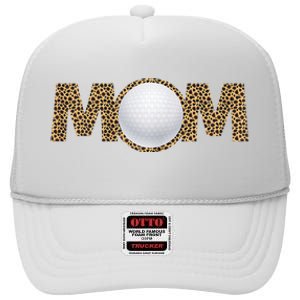 Golf Mom Leopard Mother's Day Funny Women Mommy High Crown Mesh Back Trucker Hat