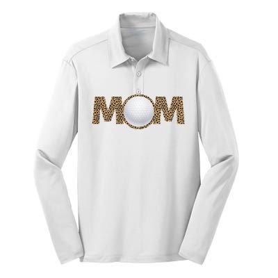 Golf Mom Leopard Mother's Day Funny Women Mommy Silk Touch Performance Long Sleeve Polo