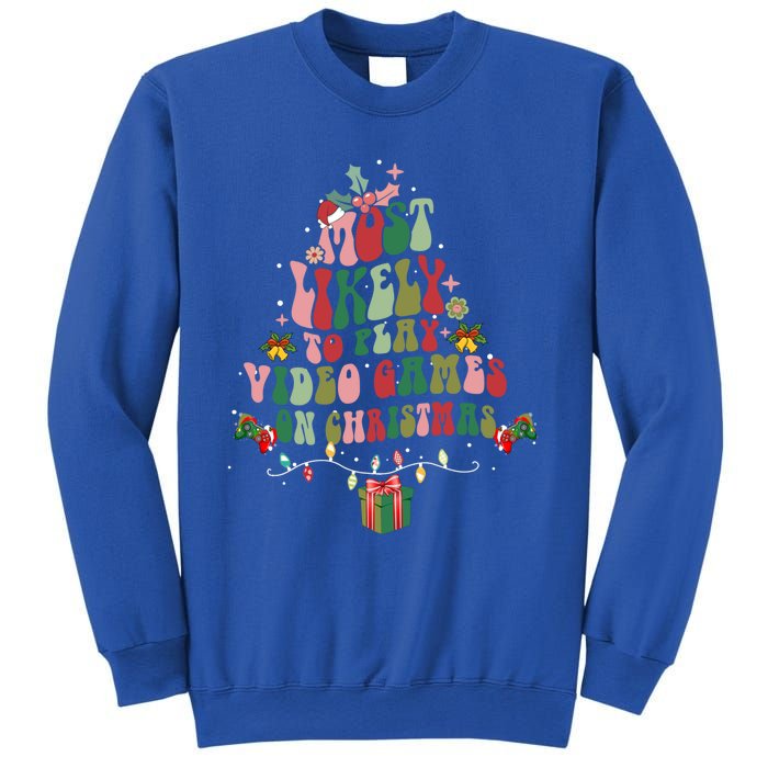 Groovy Most Likely To Play Video Games On Christmas Gift Sweatshirt