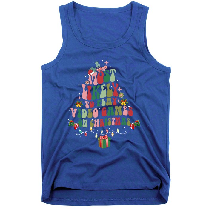 Groovy Most Likely To Play Video Games On Christmas Gift Tank Top