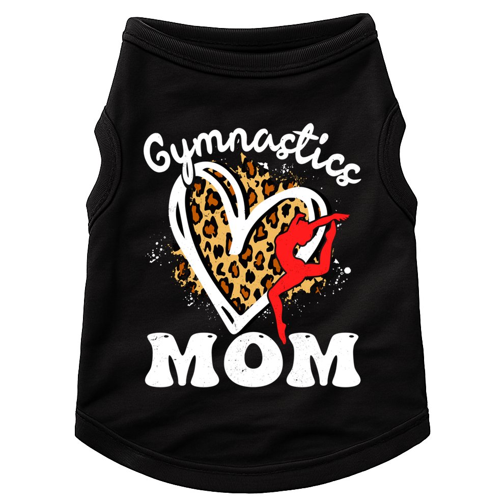 Gymnastics Mom Leopard Heart Gymnast Mother's Day Cute Gift Doggie Tank