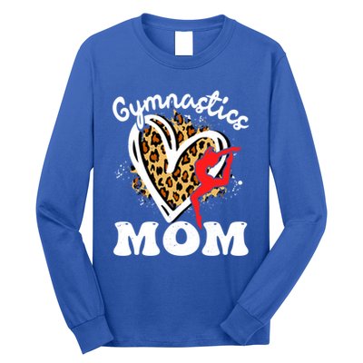 Gymnastics Mom Leopard Heart Gymnast Mother's Day Cute Gift Long Sleeve Shirt