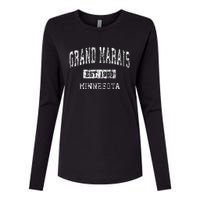 Grand Marais Minnesota Mn Vintage Sports Established Womens Cotton Relaxed Long Sleeve T-Shirt