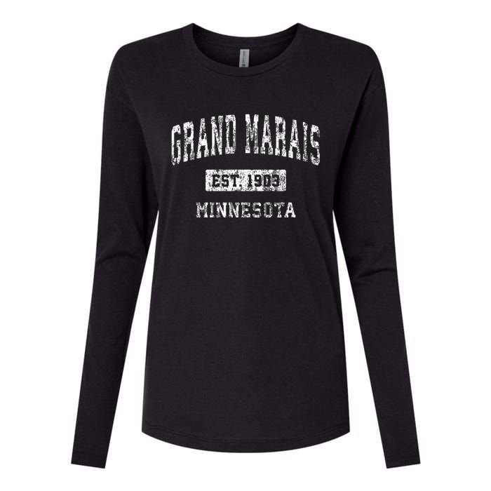 Grand Marais Minnesota Mn Vintage Sports Established Womens Cotton Relaxed Long Sleeve T-Shirt