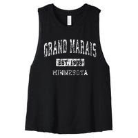 Grand Marais Minnesota Mn Vintage Sports Established Women's Racerback Cropped Tank