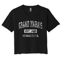 Grand Marais Minnesota Mn Vintage Sports Established Women's Crop Top Tee