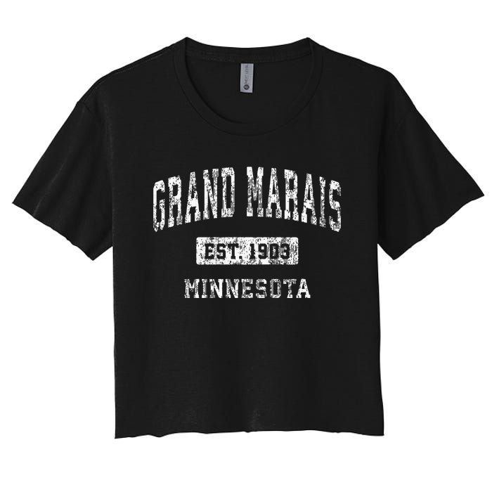 Grand Marais Minnesota Mn Vintage Sports Established Women's Crop Top Tee