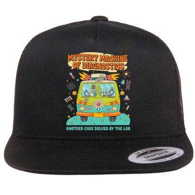 Groovy Mystery Machine Of Diagnostics Lab Tech Lab Week 2025 Flat Bill Trucker Hat