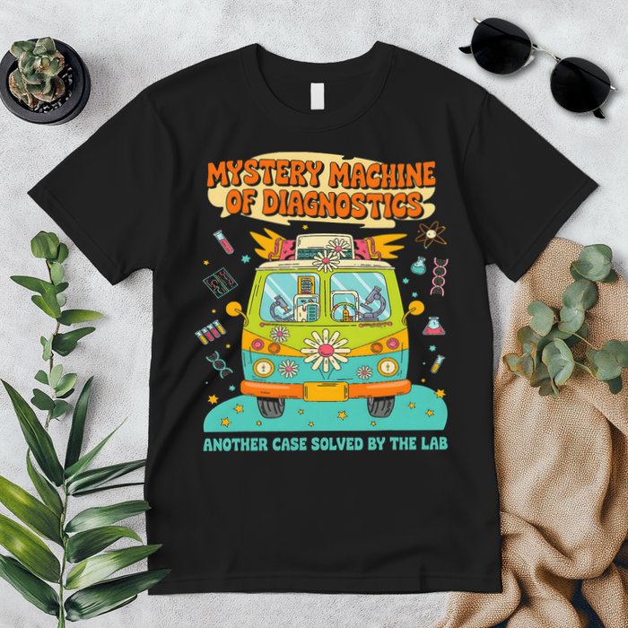 Groovy Mystery Machine Of Diagnostics Lab Tech Lab Week 2025 Premium T-Shirt