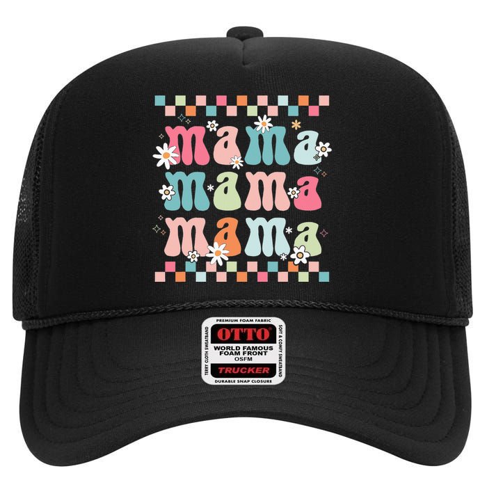  Groovy Mama Matching Family Mothers Day High Crown Mesh Back Trucker Hat