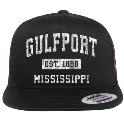 Gulfport Mississippi Ms Vintage Established Sports Flat Bill Trucker Hat