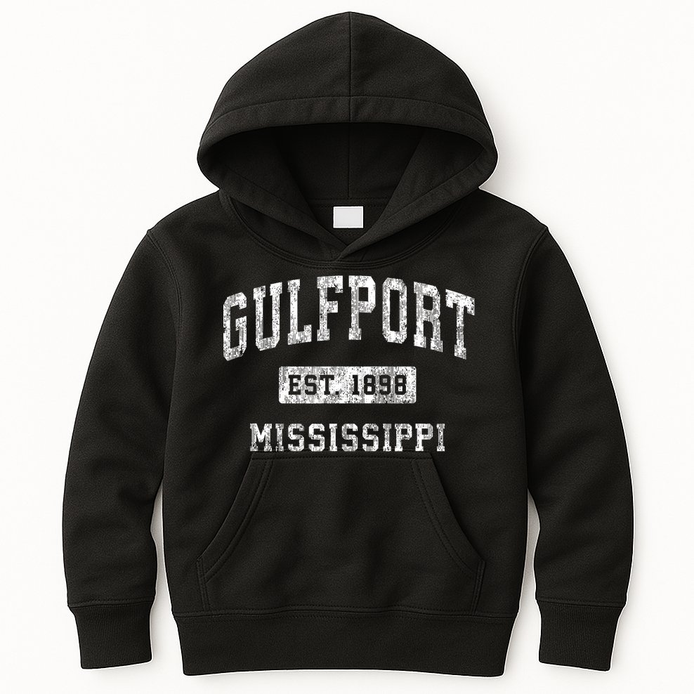 Gulfport Mississippi Ms Vintage Established Sports Kids Hoodie