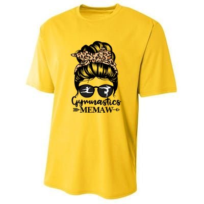 Gymnastics Memaw Messy Bun Hair Funny Gymnast Memaw Gift Youth Performance Sprint T-Shirt