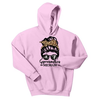 Gymnastics Memaw Messy Bun Hair Funny Gymnast Memaw Gift Kids Hoodie