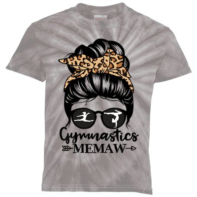 Gymnastics Memaw Messy Bun Hair Funny Gymnast Memaw Gift Kids Tie-Dye T-Shirt