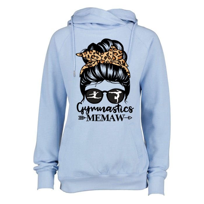 Gymnastics Memaw Messy Bun Hair Funny Gymnast Memaw Gift Womens Funnel Neck Pullover Hood