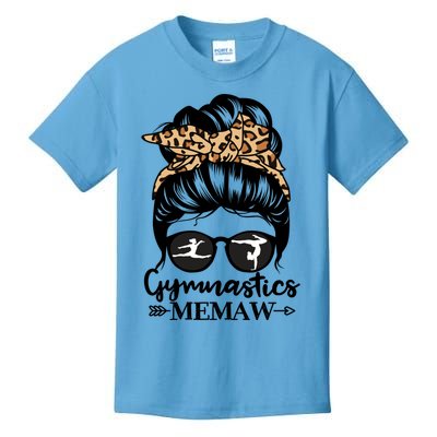 Gymnastics Memaw Messy Bun Hair Funny Gymnast Memaw Gift Kids T-Shirt