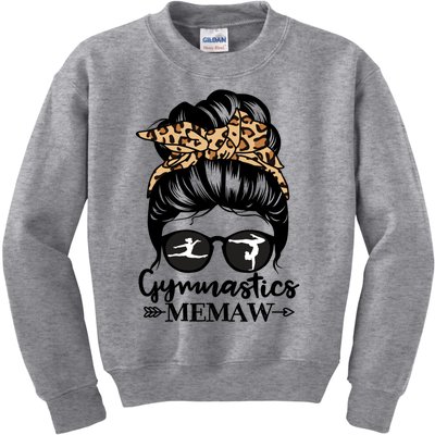 Gymnastics Memaw Messy Bun Hair Funny Gymnast Memaw Gift Kids Sweatshirt