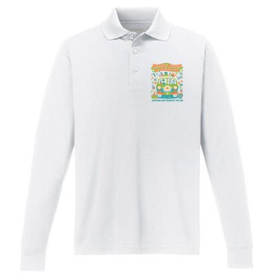 Groovy Mystery Machine Of Diagnostics Lab Tech Lab Week 2025  Performance Long Sleeve Polo