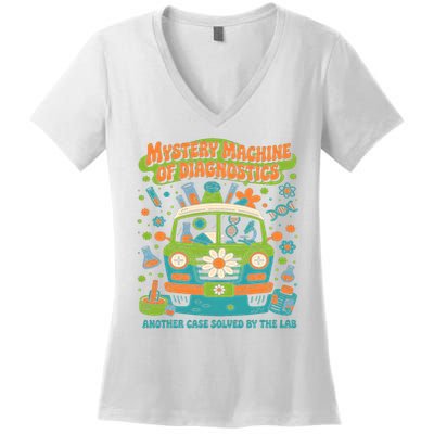 Groovy Mystery Machine Of Diagnostics Lab Tech Lab Week 2025  Women's V-Neck T-Shirt