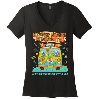 Groovy Mystery Machine Of Diagnostics Lab Tech Lab Week 2025  Women's V-Neck T-Shirt