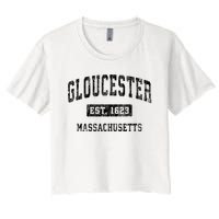 Gloucester Massachusetts Ma Vintage Established Sports Women's Crop Top Tee