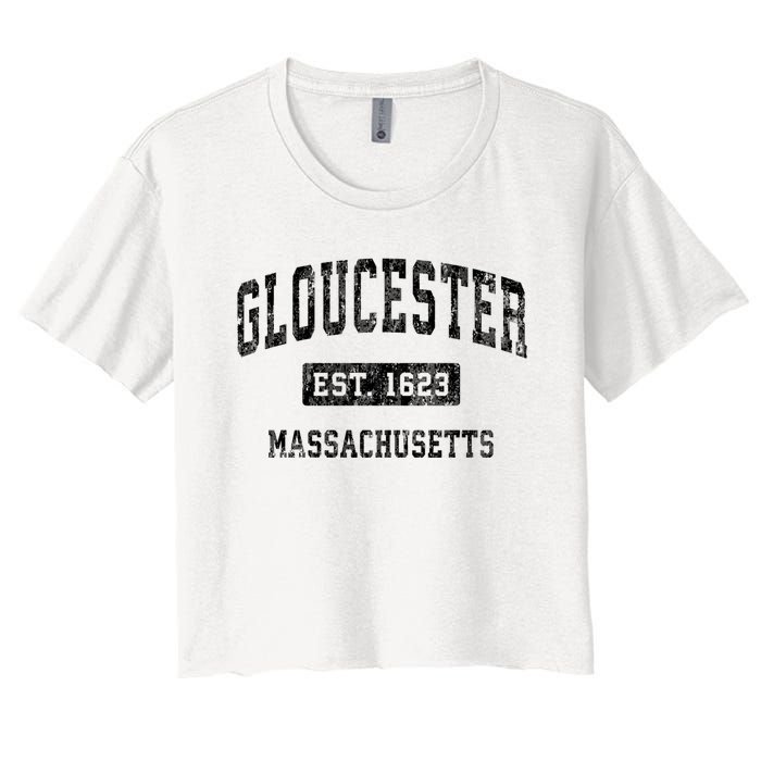 Gloucester Massachusetts Ma Vintage Established Sports Women's Crop Top Tee