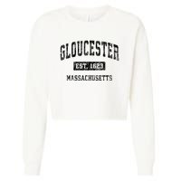 Gloucester Massachusetts Ma Vintage Established Sports Cropped Pullover Crew