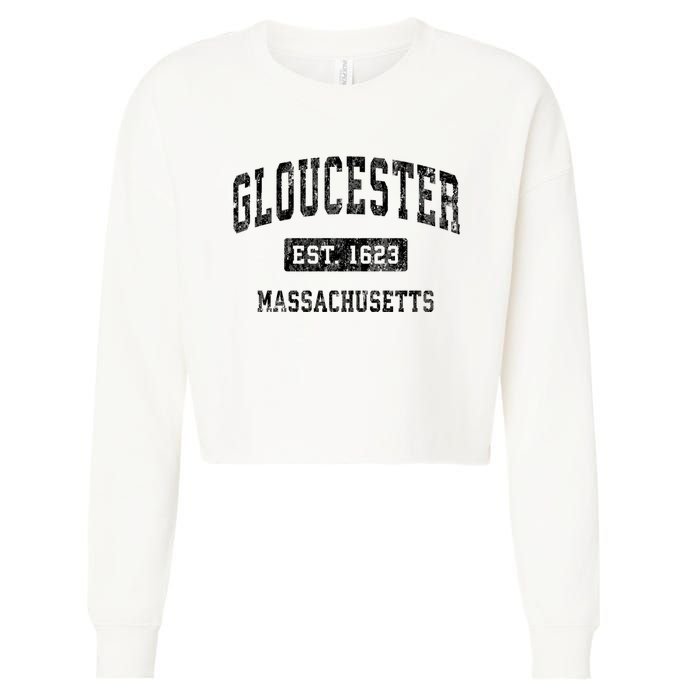 Gloucester Massachusetts Ma Vintage Established Sports Cropped Pullover Crew