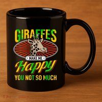 Giraffes Make Me Happy Giraffe Lover Gift 11oz C Handle Ceramic Mug