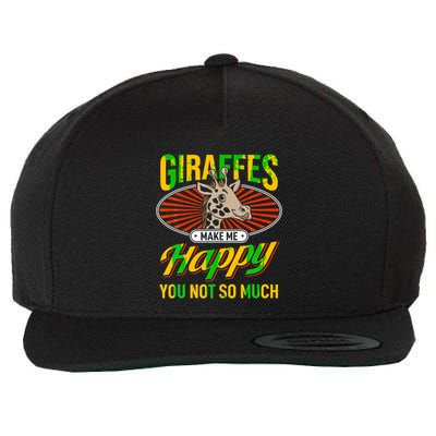 Giraffes Make Me Happy Giraffe Lover Gift Wool Snapback Cap