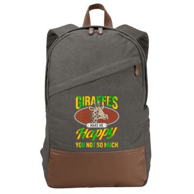Giraffes Make Me Happy Giraffe Lover Gift Cotton Canvas Backpack