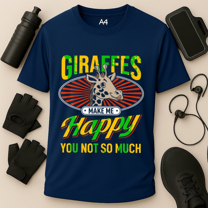 Giraffes Make Me Happy Giraffe Lover Gift Performance Shirt
